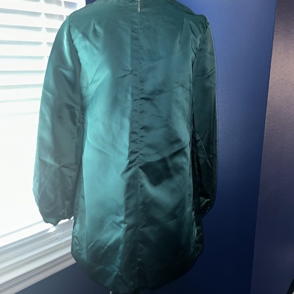 Vintage 1970s Emerald Green Mini Dress – Handmade – Long Sleeve – Size Small - Picture 7 of 10